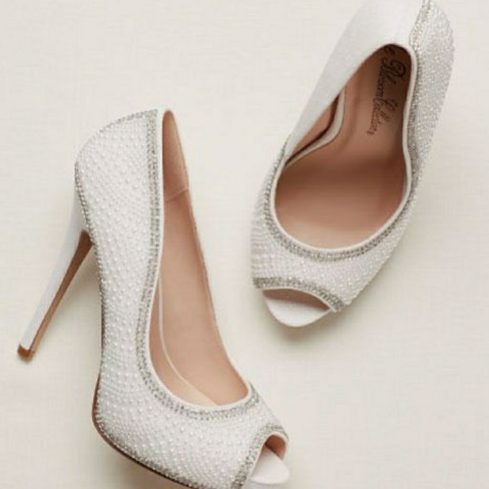 Pearl and Crystal Peep Toe Sandals